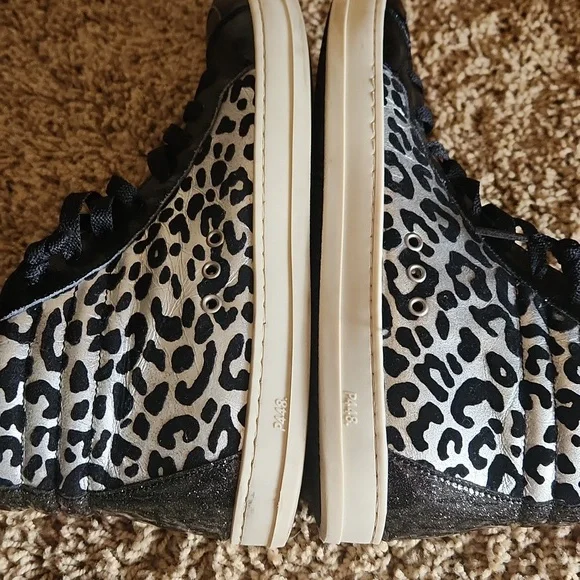 P448 Made In Italy Stylish Women's Leopard Print High-Top Sneakers With Zippers - Picture 3 of 16